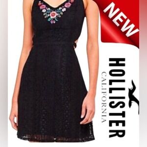 Hollister Dress NWT Black Dress Embroidered Size XS